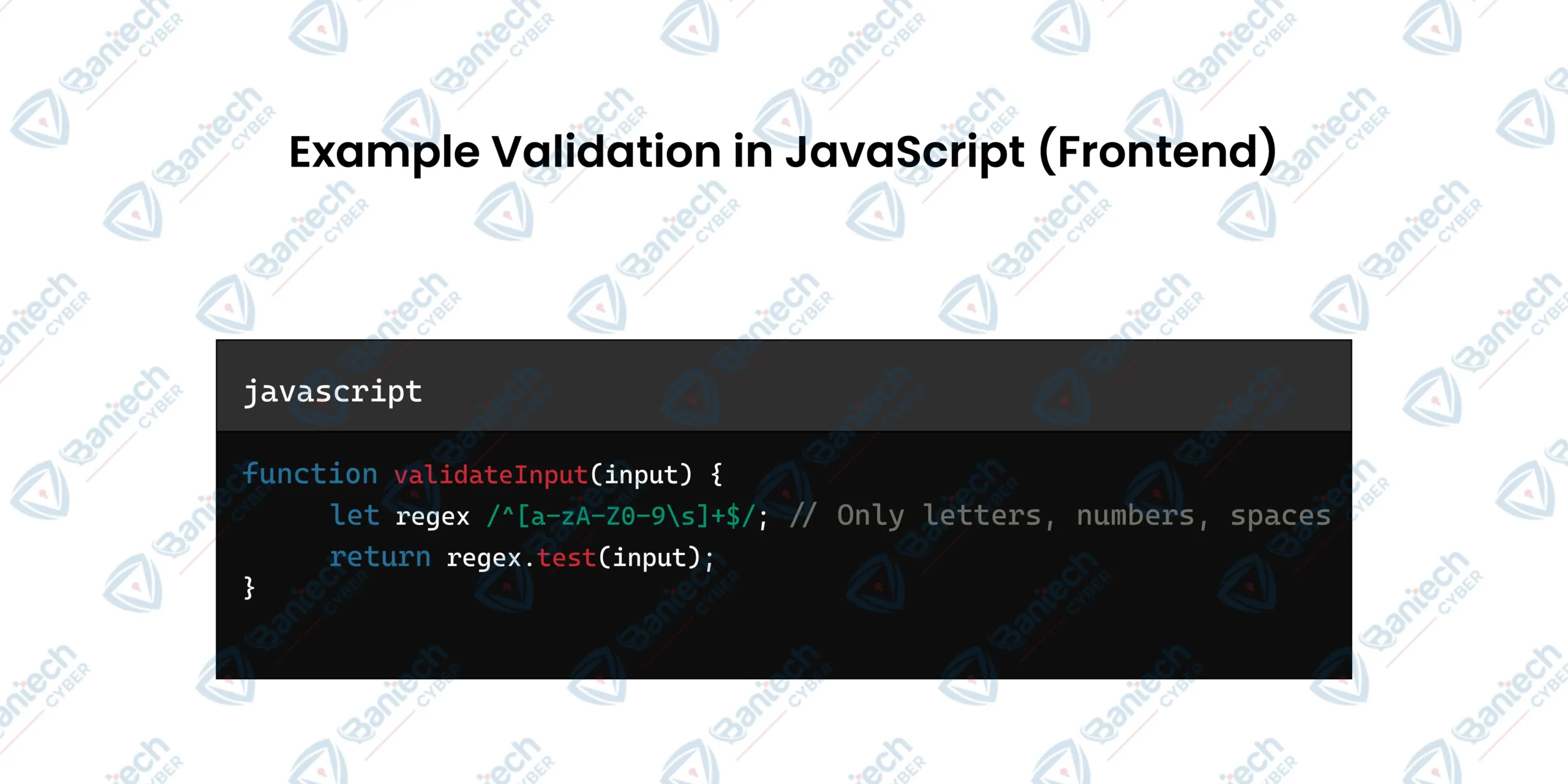 Example Validation in JavaScript (Frontend)