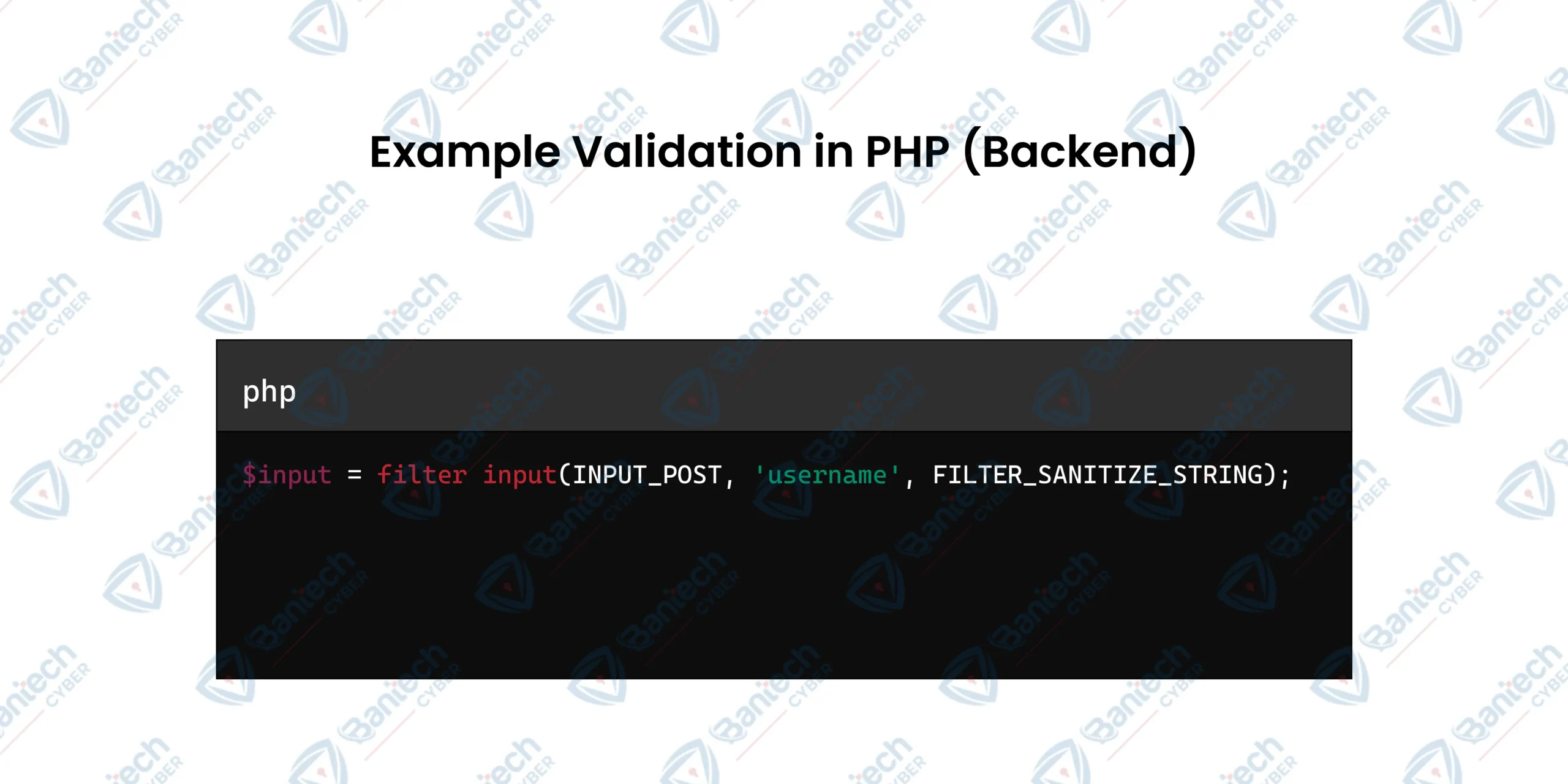 Example Validation in PHP (Backend)